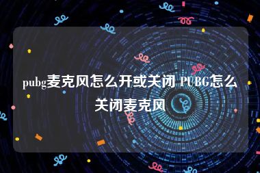 pubg麦克风怎么开或关闭 PUBG怎么关闭麦克风