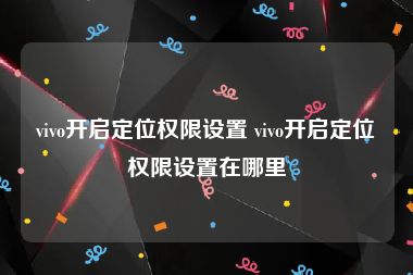 vivo开启定位权限设置 vivo开启定位权限设置在哪里