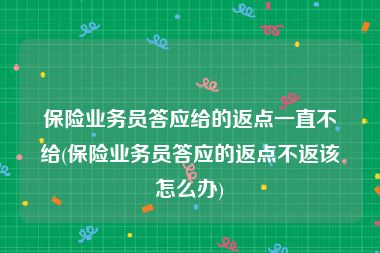 保险业务员答应给的返点一直不给(保险业务员答应的返点不返该怎么办)