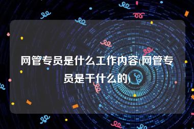 网管专员是什么工作内容(网管专员是干什么的)