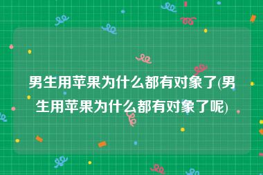 男生用苹果为什么都有对象了(男生用苹果为什么都有对象了呢)