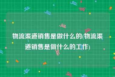 物流渠道销售是做什么的(物流渠道销售是做什么的工作)