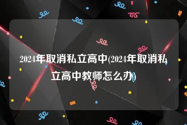 2024年取消私立高中(2024年取消私立高中教师怎么办)