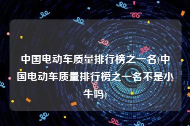 中国电动车质量排行榜之一名(中国电动车质量排行榜之一名不是小牛吗)