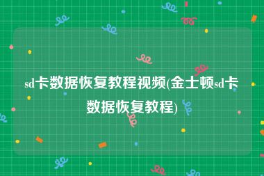 sd卡数据恢复教程视频(金士顿sd卡数据恢复教程)