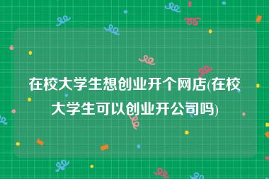 在校大学生想创业开个网店(在校大学生可以创业开公司吗)