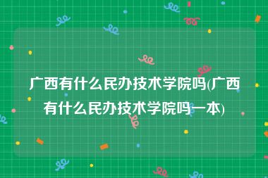 广西有什么民办技术学院吗(广西有什么民办技术学院吗一本)