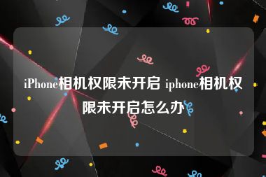 iPhone相机权限未开启 iphone相机权限未开启怎么办