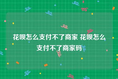 花呗怎么支付不了商家 花呗怎么支付不了商家码