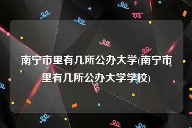 南宁市里有几所公办大学(南宁市里有几所公办大学学校)