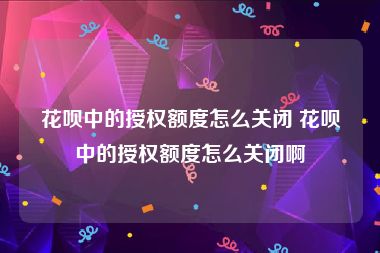 花呗中的授权额度怎么关闭 花呗中的授权额度怎么关闭啊