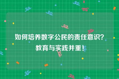 如何培养数字公民的责任意识？教育与实践并重！