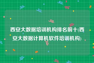 西安大数据培训机构排名前十(西安大数据计算机软件培训机构)