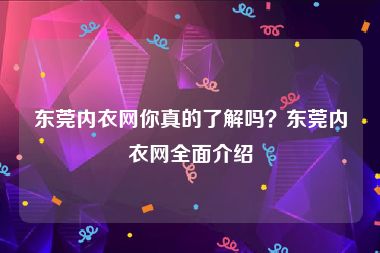 东莞内衣网你真的了解吗？东莞内衣网全面介绍