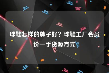 球鞋怎样的牌子好？球鞋工厂会员价一手货源方式