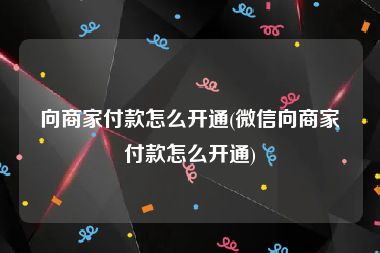 向商家付款怎么开通(微信向商家付款怎么开通)