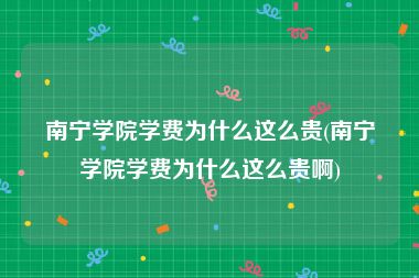 南宁学院学费为什么这么贵(南宁学院学费为什么这么贵啊)