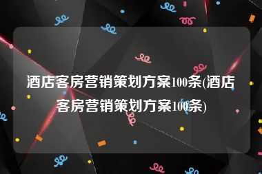 酒店客房营销策划方案100条(酒店客房营销策划方案100条)