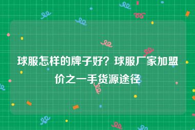 球服怎样的牌子好？球服厂家加盟价之一手货源途径