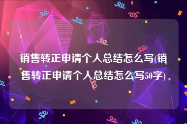 销售转正申请个人总结怎么写(销售转正申请个人总结怎么写50字)