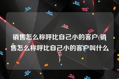 销售怎么称呼比自己小的客户(销售怎么称呼比自己小的客户叫什么)