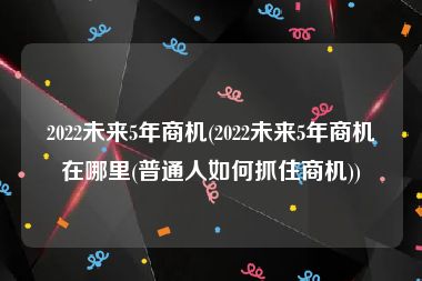 2022未来5年商机(2022未来5年商机在哪里(普通人如何抓住商机))