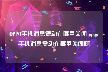 OPPO手机消息震动在哪里关闭 oppo手机消息震动在哪里关闭啊