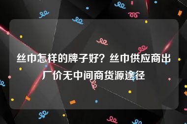 丝巾怎样的牌子好？丝巾供应商出厂价无中间商货源途径