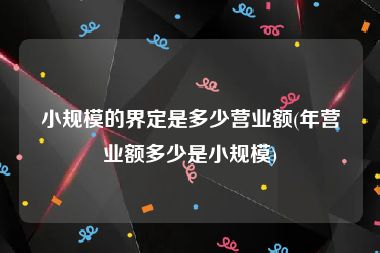 小规模的界定是多少营业额(年营业额多少是小规模)