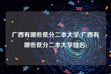 广西有哪些低分二本大学(广西有哪些低分二本大学排名)