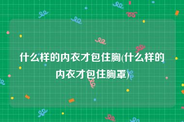 什么样的内衣才包住胸(什么样的内衣才包住胸罩)