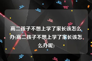 高二孩子不想上学了家长该怎么办(高二孩子不想上学了家长该怎么办呢)