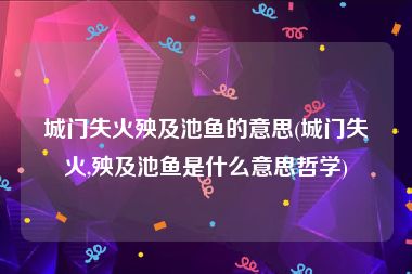 城门失火殃及池鱼的意思(城门失火,殃及池鱼是什么意思哲学)