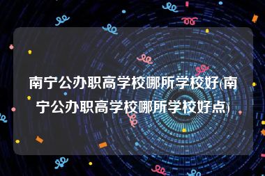 南宁公办职高学校哪所学校好(南宁公办职高学校哪所学校好点)