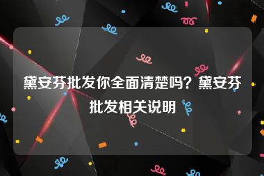 黛安芬批发你全面清楚吗？黛安芬批发相关说明