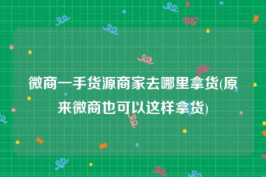 微商一手货源商家去哪里拿货(原来微商也可以这样拿货)