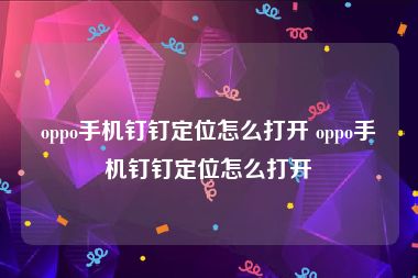 oppo手机钉钉定位怎么打开 oppo手机钉钉定位怎么打开