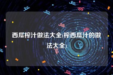 西瓜榨汁做法大全(榨西瓜汁的做法大全)