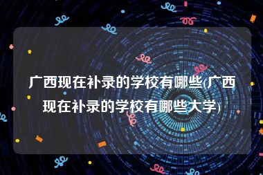 广西现在补录的学校有哪些(广西现在补录的学校有哪些大学)