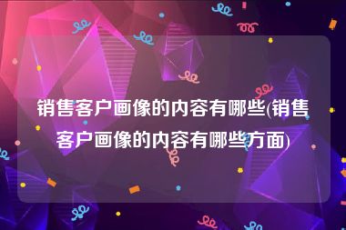 销售客户画像的内容有哪些(销售客户画像的内容有哪些方面)