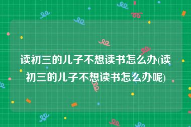 读初三的儿子不想读书怎么办(读初三的儿子不想读书怎么办呢)