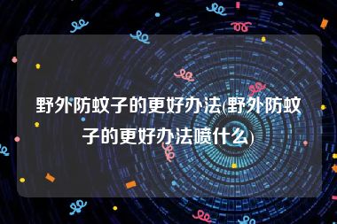 野外防蚊子的更好办法(野外防蚊子的更好办法喷什么)