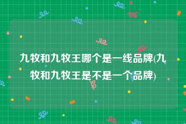 九牧和九牧王哪个是一线品牌(九牧和九牧王是不是一个品牌)