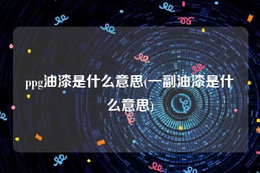 ppg油漆是什么意思(一副油漆是什么意思)