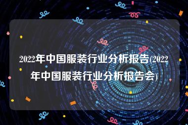 2022年中国服装行业分析报告(2022年中国服装行业分析报告会)