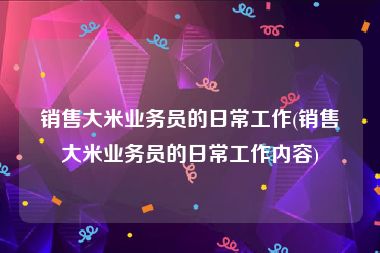 销售大米业务员的日常工作(销售大米业务员的日常工作内容)