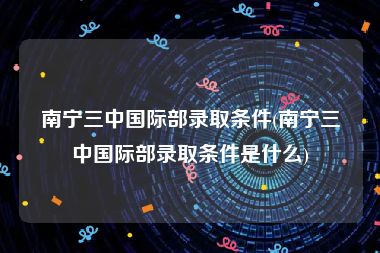 南宁三中国际部录取条件(南宁三中国际部录取条件是什么)