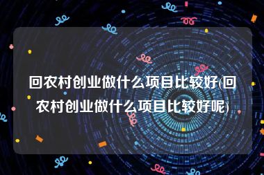 回农村创业做什么项目比较好(回农村创业做什么项目比较好呢)