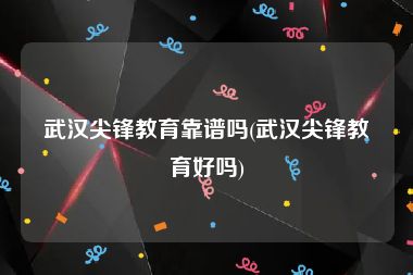 武汉尖锋教育靠谱吗(武汉尖锋教育好吗)