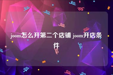 joom怎么开第二个店铺 joom开店条件